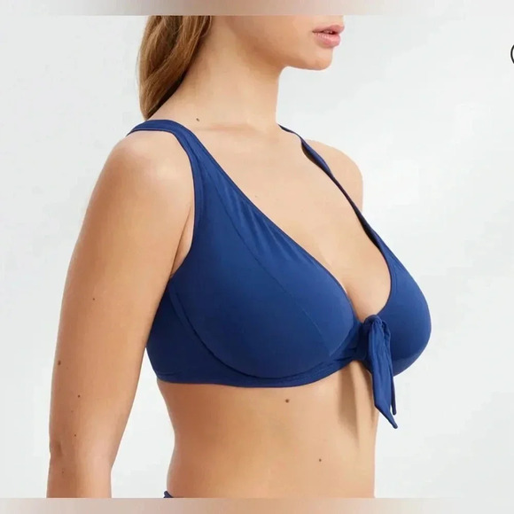 Blue Rod Beattie Kore Tie Front Bikini Top Size 34DD and Bikini Bottom Size 8 - Picture 3 of 10